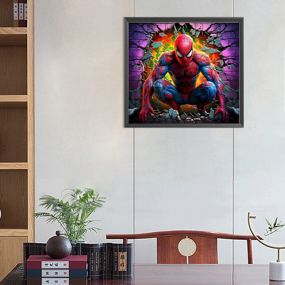 Superhero In Action Spiderman - Full Round Drill Diamond Painting 55*50CM