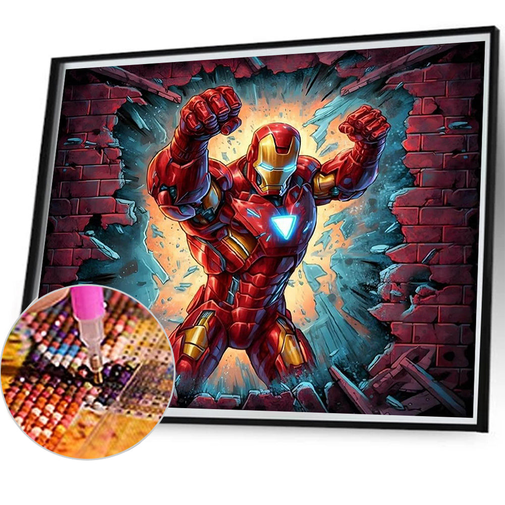 Superhero In Action Iron Man - Full Round Drill Diamond Painting 55*50CM