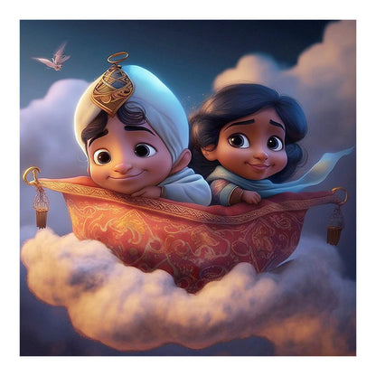 Aladdin And Princess Jasmine Cartoon Version - Full Round Drill Diamond Painting 50*50CM