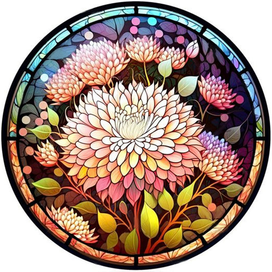 Circle Card Glass Painting Flowers And Plants - Full Round Drill Diamond Painting 30*30CM