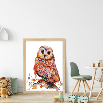 Pink Owl - 14CT Stamped Cross Stitch 32*40CM(Joy Sunday)