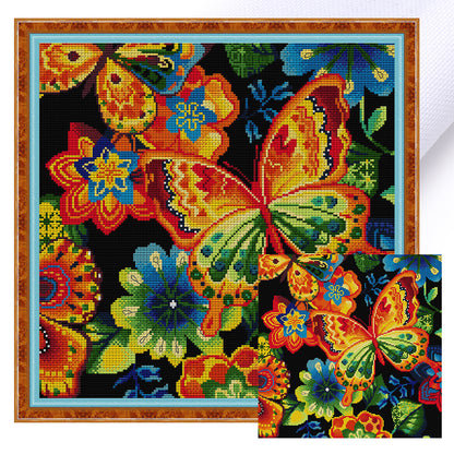 Butterfly Ten - 14CT Stamped Cross Stitch 40*40CM(Joy Sunday)