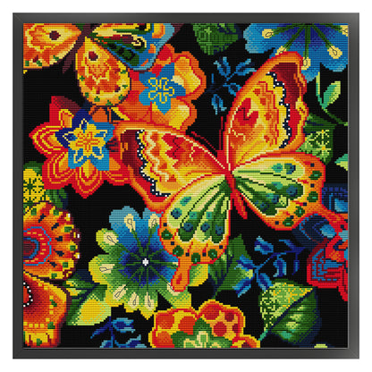 Butterfly Ten - 14CT Stamped Cross Stitch 40*40CM(Joy Sunday)