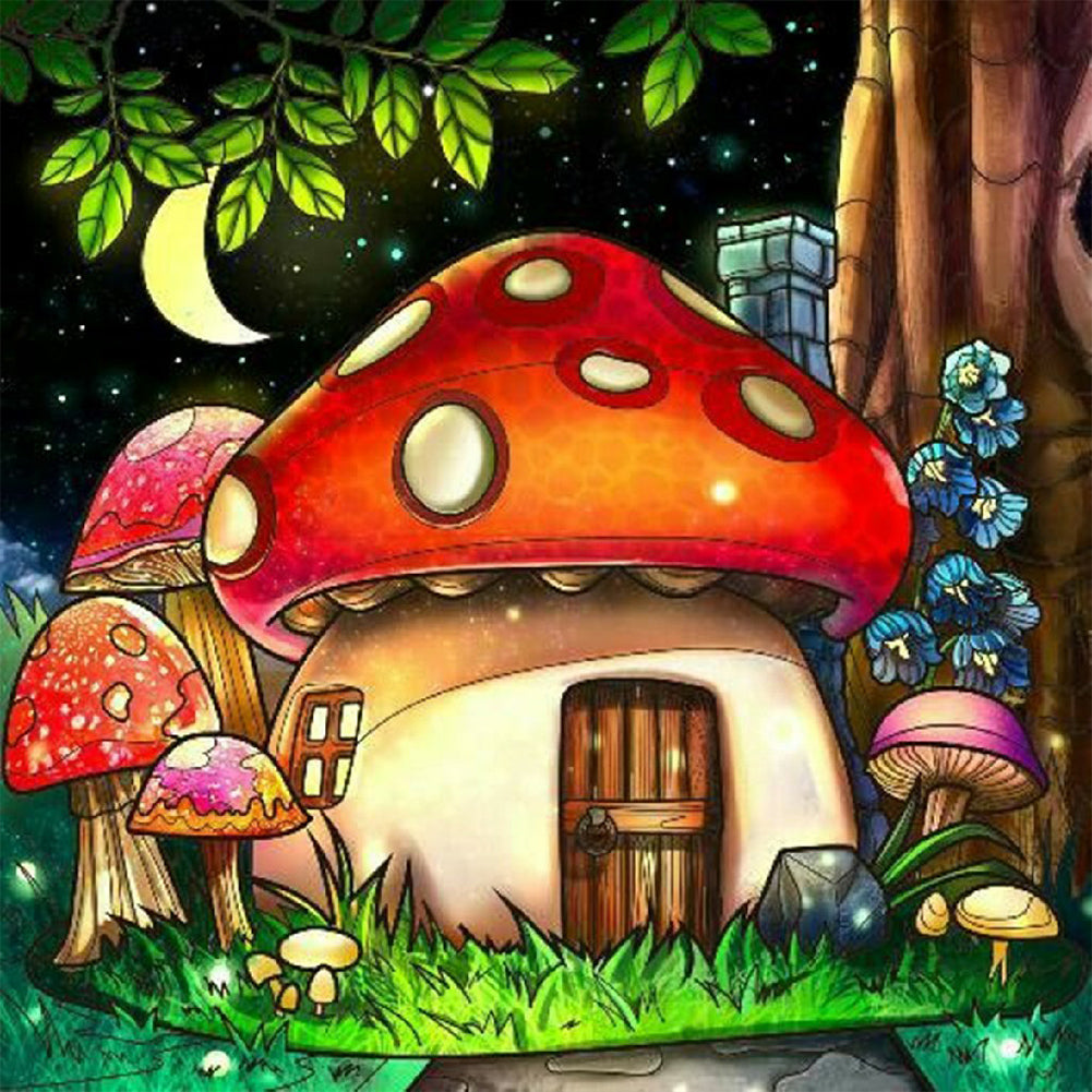 Mushroom House - Full Round Drill Diamond Painting 30*30CM