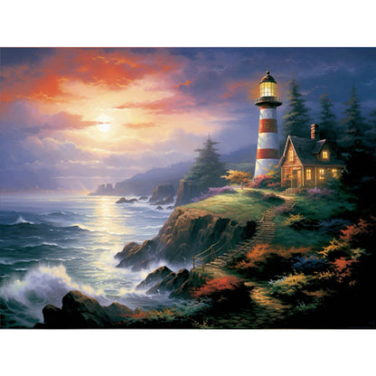 Seaside Lighthouse - Full Round Drill Diamond Painting 40*30CM