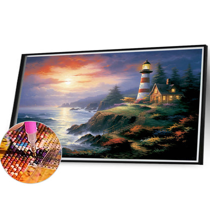 Seaside Lighthouse - Full Round Drill Diamond Painting 40*30CM