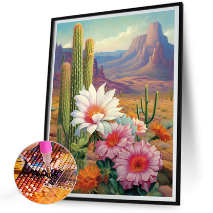 Desert Cactus Flower - Full Round Drill Diamond Painting 30*40CM