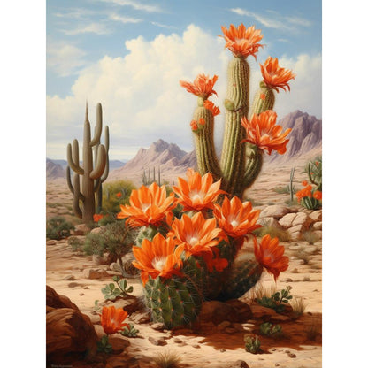 Desert Cactus Flower - Full Round Drill Diamond Painting 30*40CM