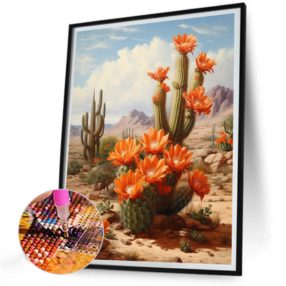 Desert Cactus Flower - Full Round Drill Diamond Painting 30*40CM