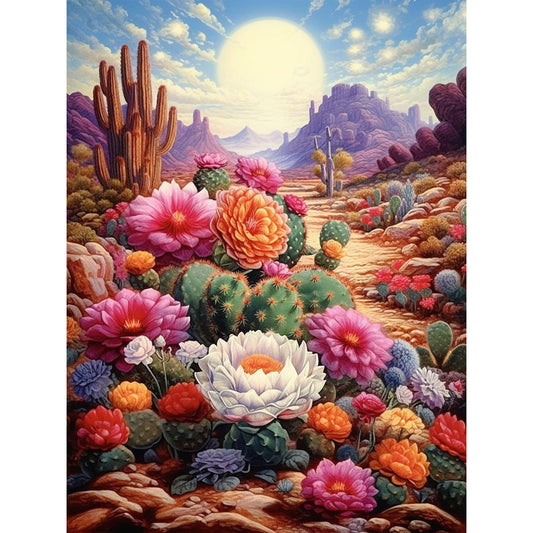 Desert Cactus Flower - Full Round Drill Diamond Painting 30*40CM