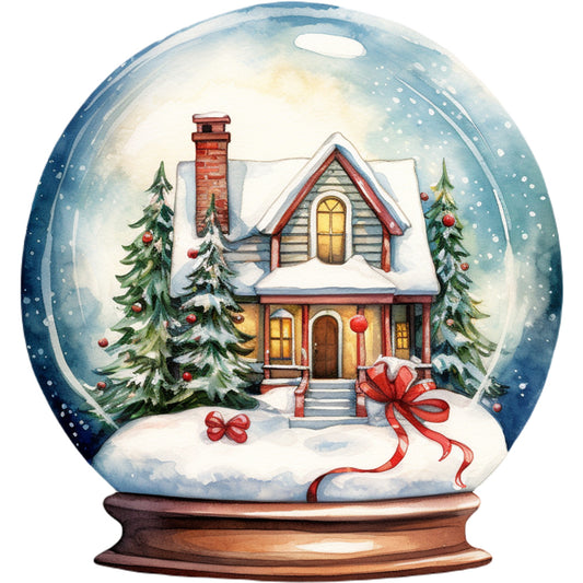 Christmas House Crystal Ball - Full Round Drill Diamond Painting 30*30CM