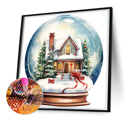 Christmas House Crystal Ball - Full Round Drill Diamond Painting 30*30CM