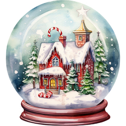 Christmas House Crystal Ball - Full Round Drill Diamond Painting 30*30CM