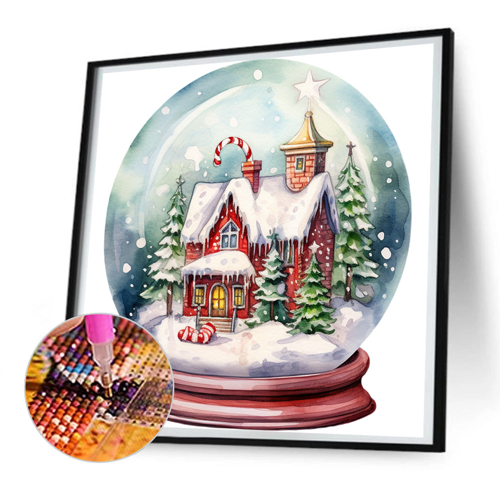 Christmas House Crystal Ball - Full Round Drill Diamond Painting 30*30CM