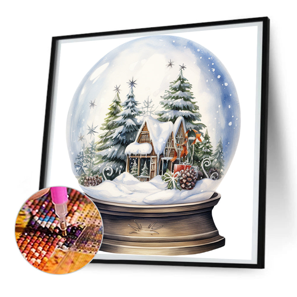 Christmas House Crystal Ball - Full Round Drill Diamond Painting 30*30CM