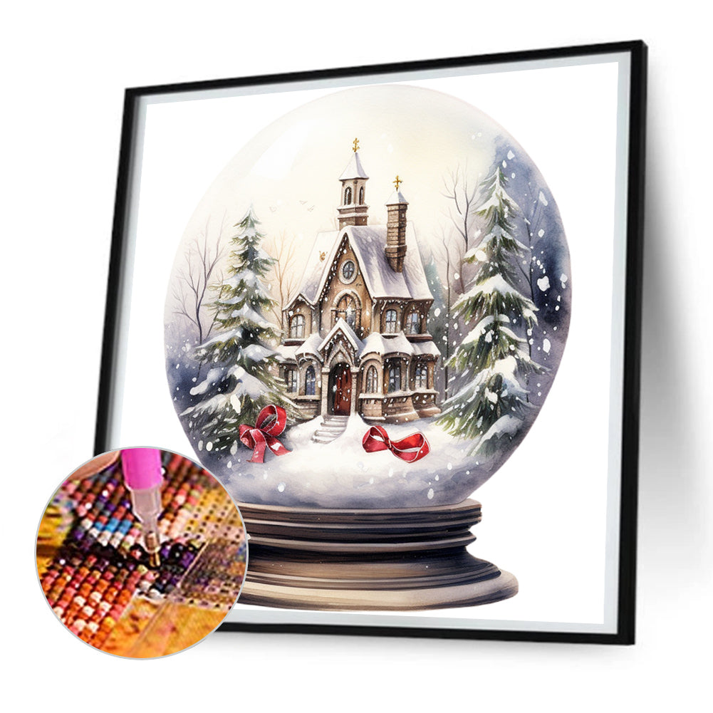 Christmas House Crystal Ball - Full Round Drill Diamond Painting 30*30CM