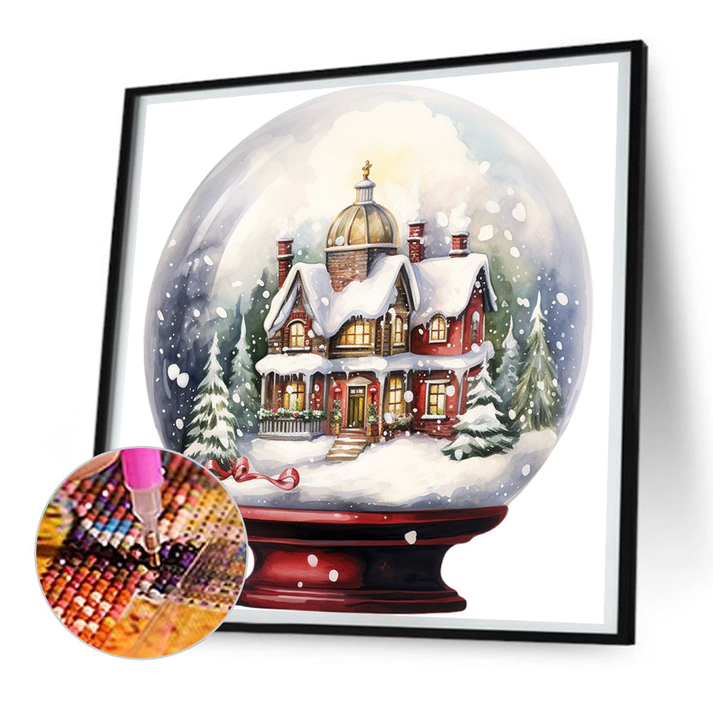 Christmas House Crystal Ball - Full Round Drill Diamond Painting 30*30CM