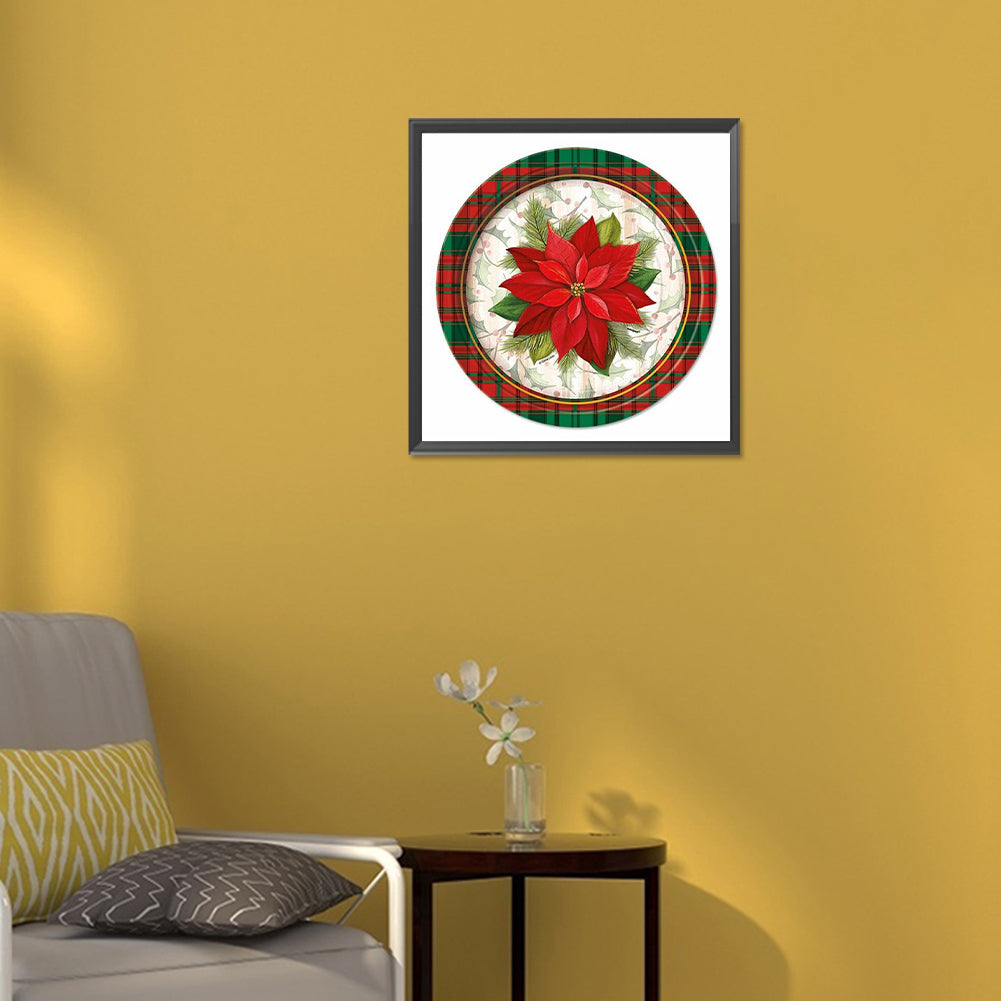 Round Poinsettia - Full Round Drill Diamond Painting 30*30CM