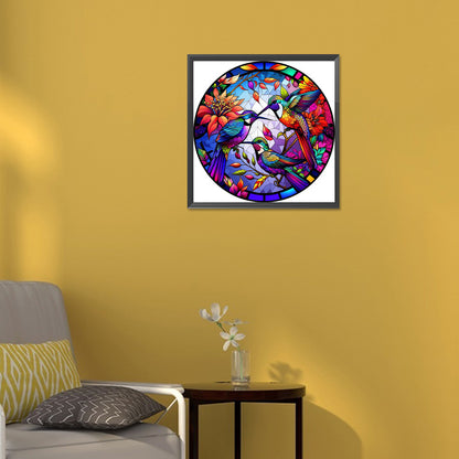 Circle Glass Painting Hummingbird - Full Round Drill Diamond Painting 30*30CM