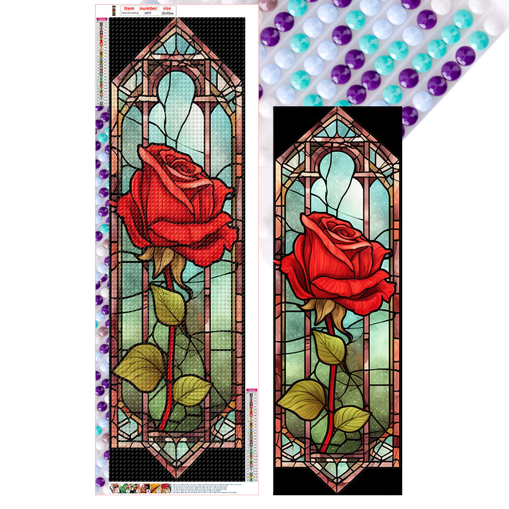 Rose Glass Painting - Full Round Drill Diamond Painting 30*90CM