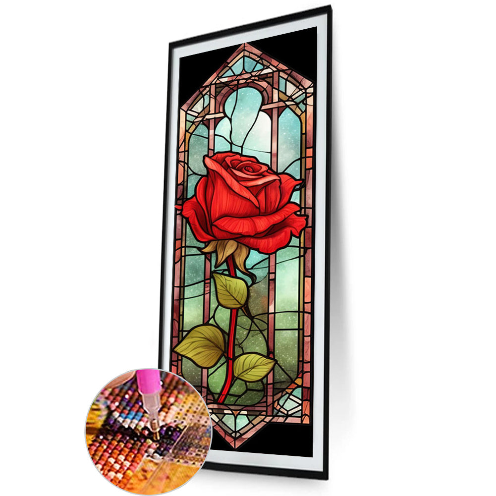 Rose Glass Painting - Full Round Drill Diamond Painting 30*90CM