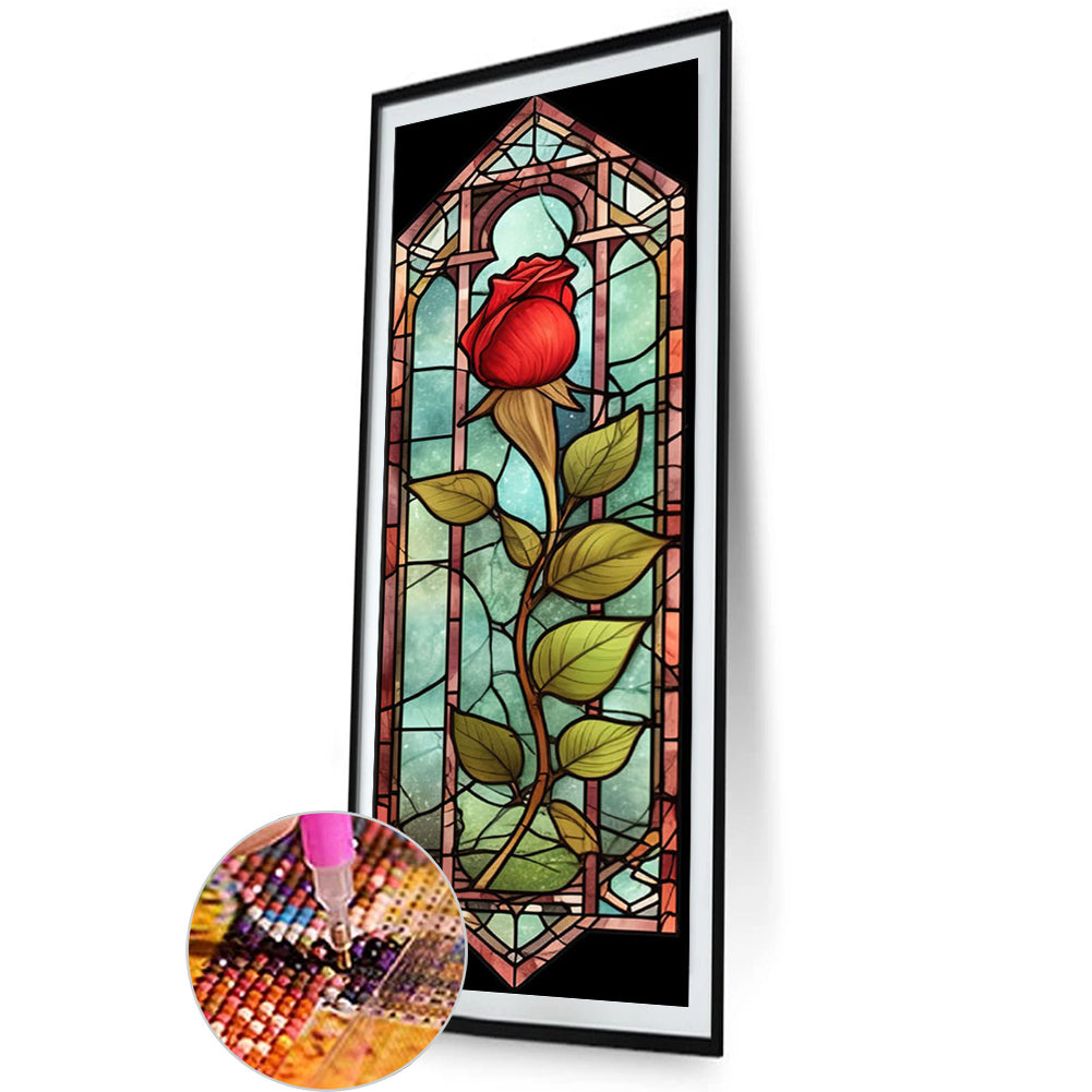 Rose Glass Painting - Full Round Drill Diamond Painting 30*90CM