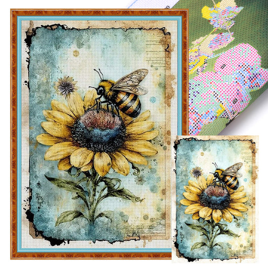 Bee On Sunflower - 11CT Stamped Cross Stitch 40*60CM