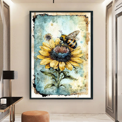 Bee On Sunflower - 11CT Stamped Cross Stitch 40*60CM