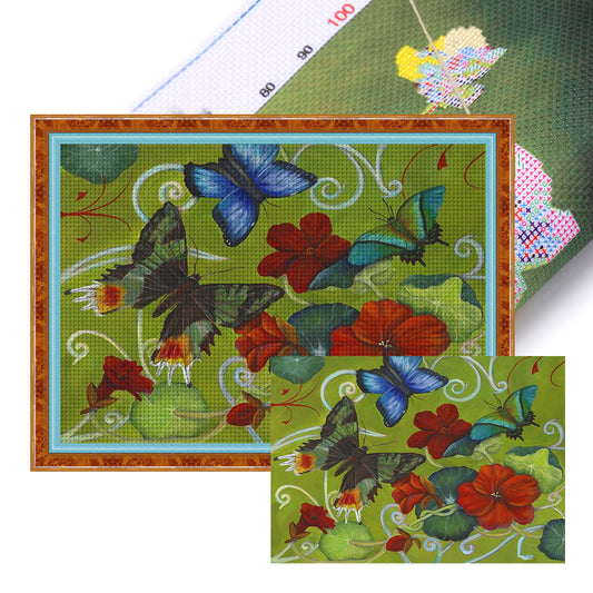 Butterflies And Flowers - 11CT Stamped Cross Stitch 40*30CM