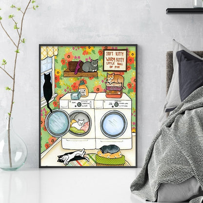 Kitten Next To Washing Machine - 11CT Stamped Cross Stitch 40*50CM