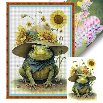 Frog And Sunflower - 18CT Stamped Cross Stitch 20*30CM