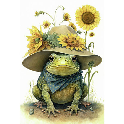 Frog And Sunflower - 18CT Stamped Cross Stitch 20*30CM