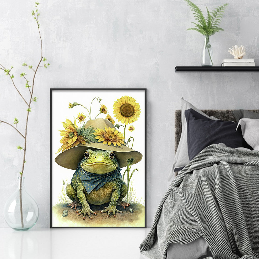 Frog And Sunflower - 18CT Stamped Cross Stitch 20*30CM