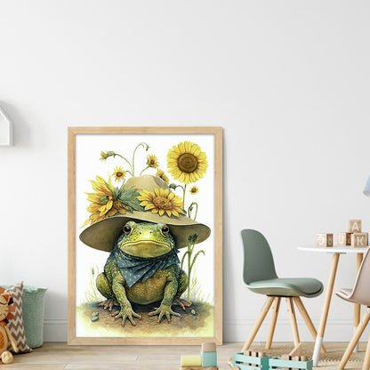 Frog And Sunflower - 18CT Stamped Cross Stitch 20*30CM