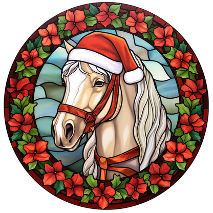 Christmas Red Horse Glass Painting - Full Round Drill Diamond Painting 30*30CM