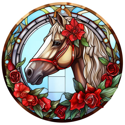 Christmas Red Horse Glass Painting - Full Round Drill Diamond Painting 30*30CM