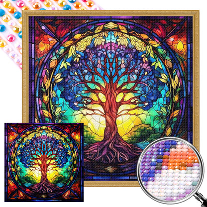 Wisdom Tree Glass Painting - Full AB Round Drill Diamond Painting 40*40CM