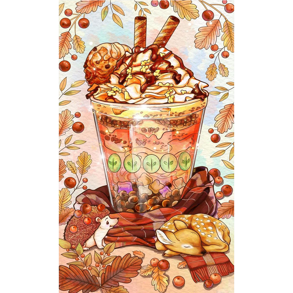 Milk Tea Ice Cream Cup - 11CT Stamped Cross Stitch 40*65CM