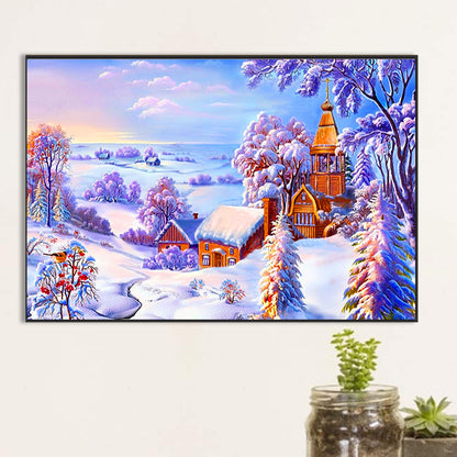 Morning Snow Scene - Full Round Drill Diamond Painting 60*40CM