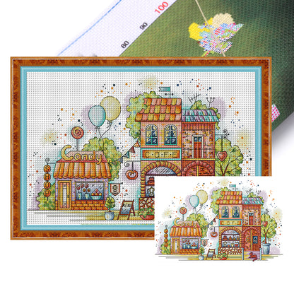 Coffee House - 14CT Stamped Cross Stitch 52*34CM(Joy Sunday)