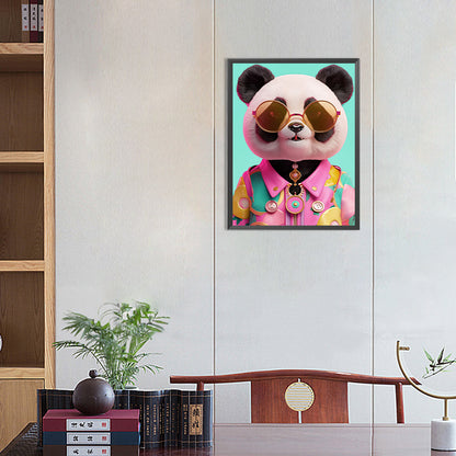 Panda With Glasses - Full Round Drill Diamond Painting 30*40CM