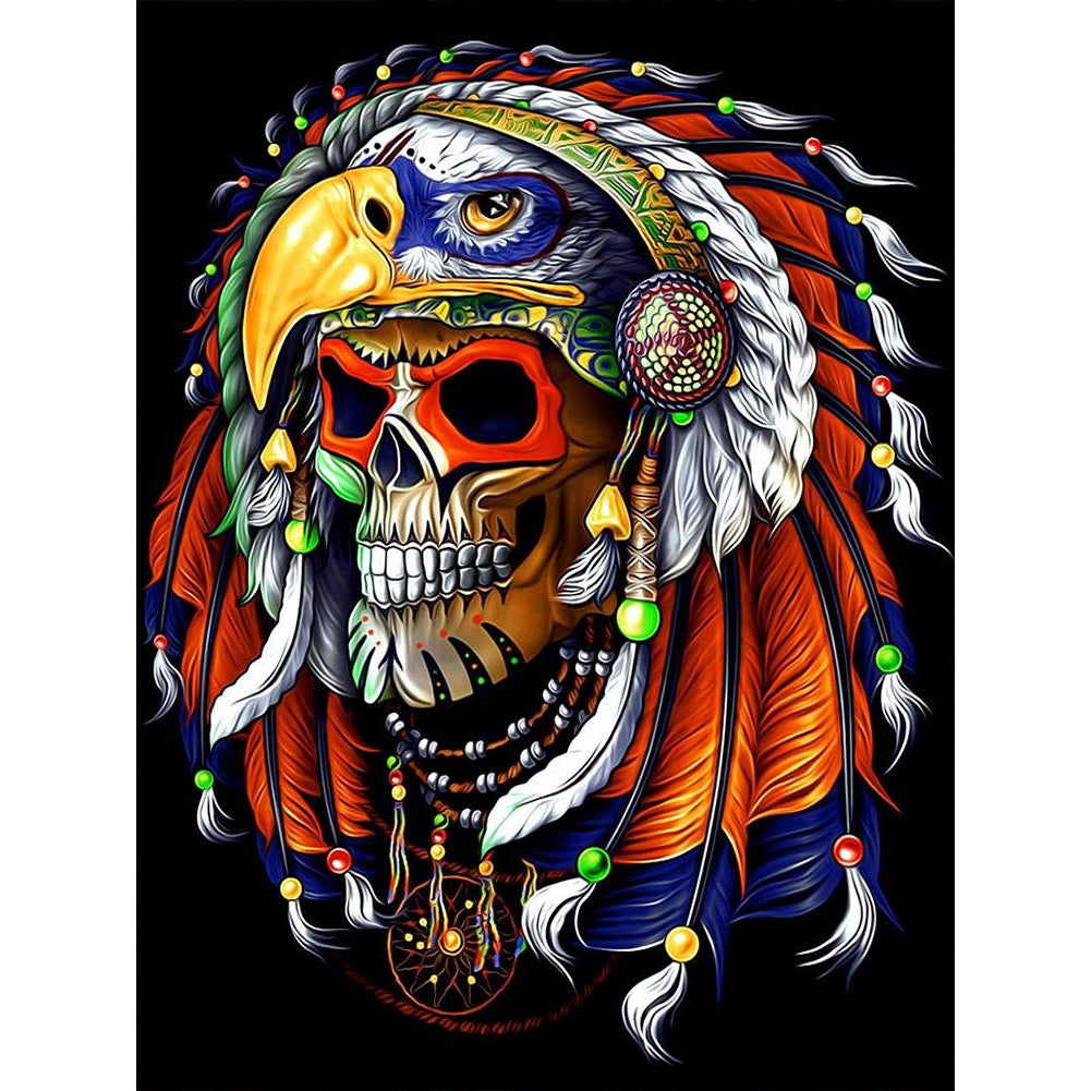 Indian Skull - Full Round Drill Diamond Painting 30*40CM