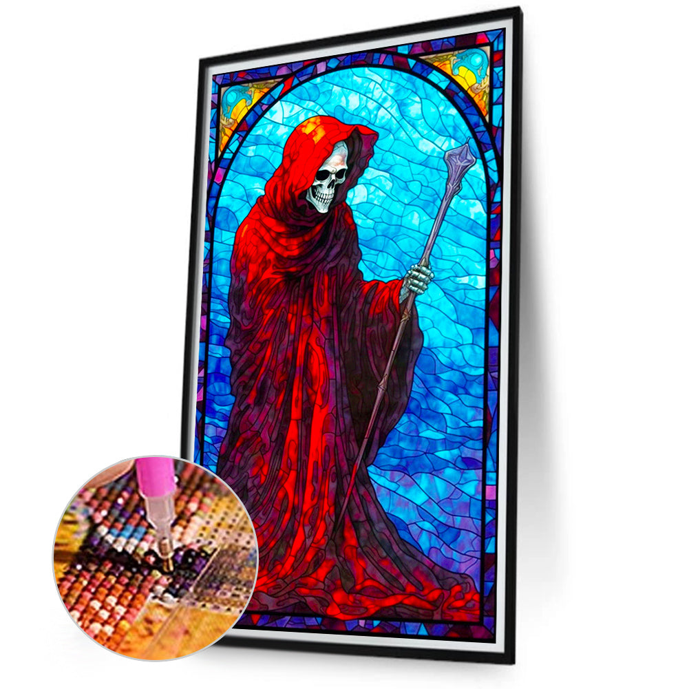 Happy Death In Red Robe Painted On Glass - Full Round Drill Diamond Painting 40*70CM