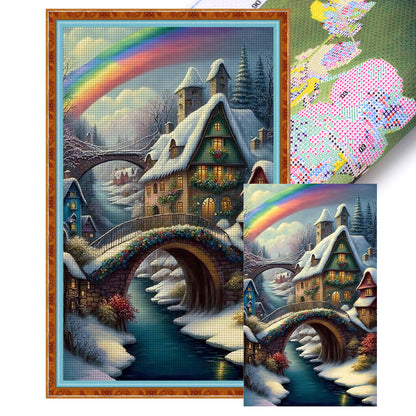 Dream Rainbow House - 16CT Stamped Cross Stitch 40*65CM