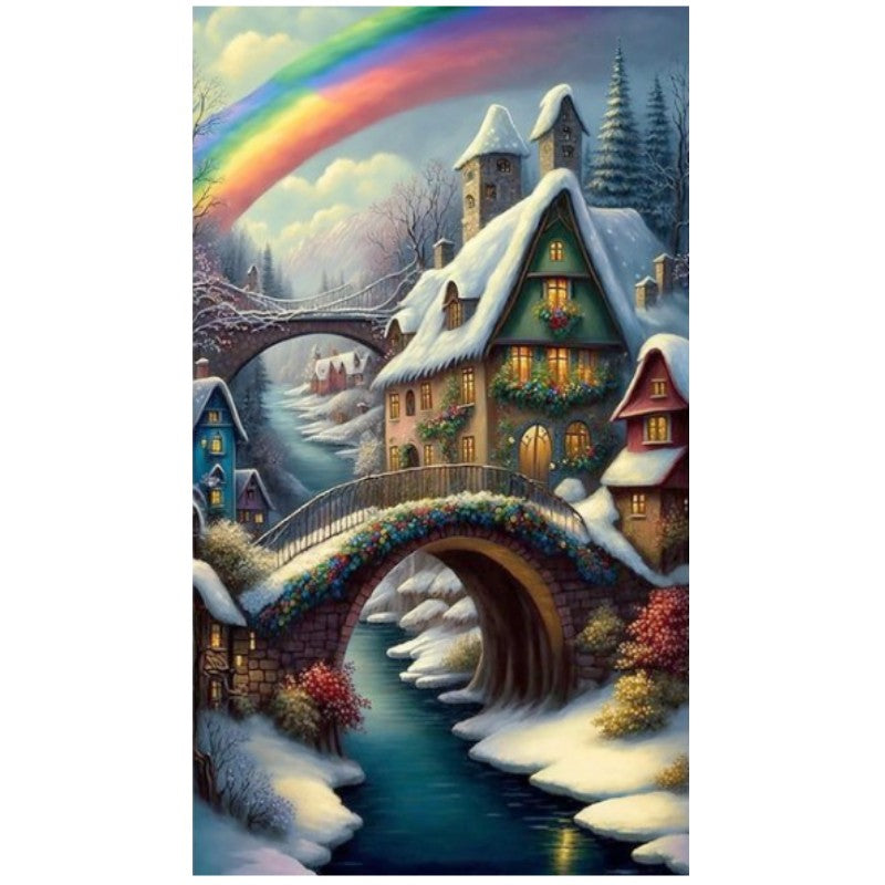 Dream Rainbow House - 16CT Stamped Cross Stitch 40*65CM