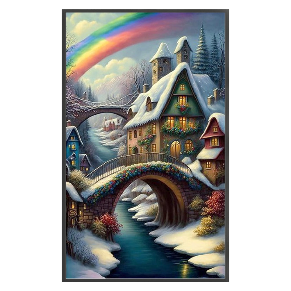 Dream Rainbow House - 16CT Stamped Cross Stitch 40*65CM