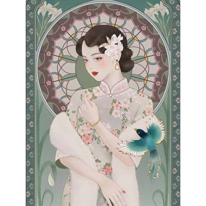 Chinese Style Girl - 11CT Stamped Cross Stitch 50*65CM