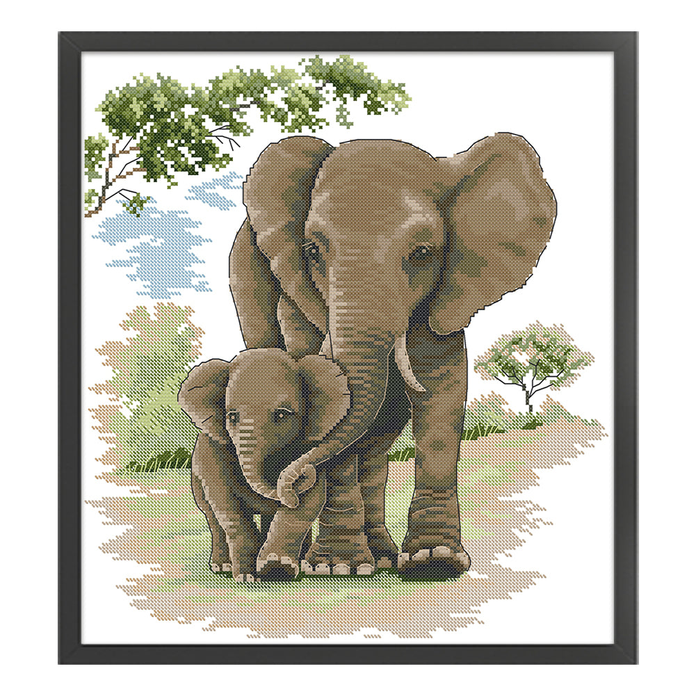 Mother And Son - 14CT Stamped Cross Stitch 35*38CM(Joy Sunday)