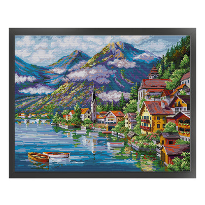 Alpine Village - 14CT Stamped Cross Stitch 54*44CM(Joy Sunday)