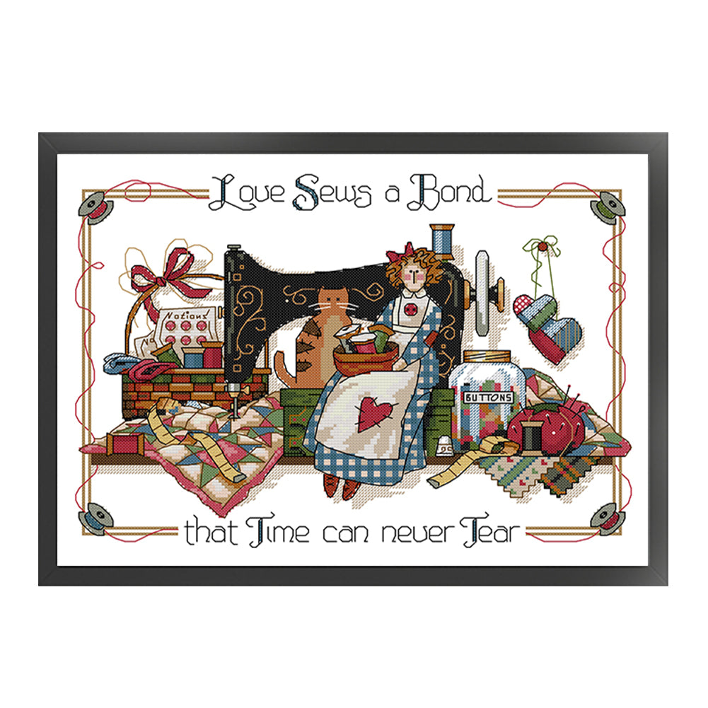 Love Suture Tape - 14CT Stamped Cross Stitch 42*33CM(Joy Sunday)